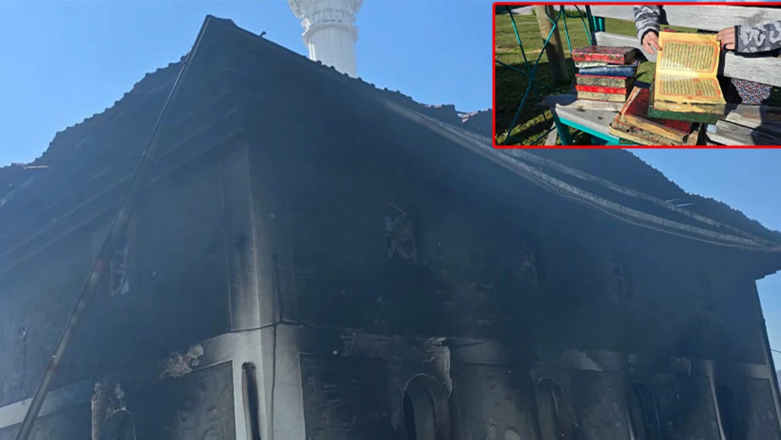 Cami büyük hasar aldı, Kur’an-ı Kerim’ler zarar görmedi