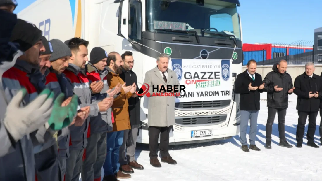 Melikgazi’nin Yardım Tırı Dualarla Gazze’ye Uğurlandı.