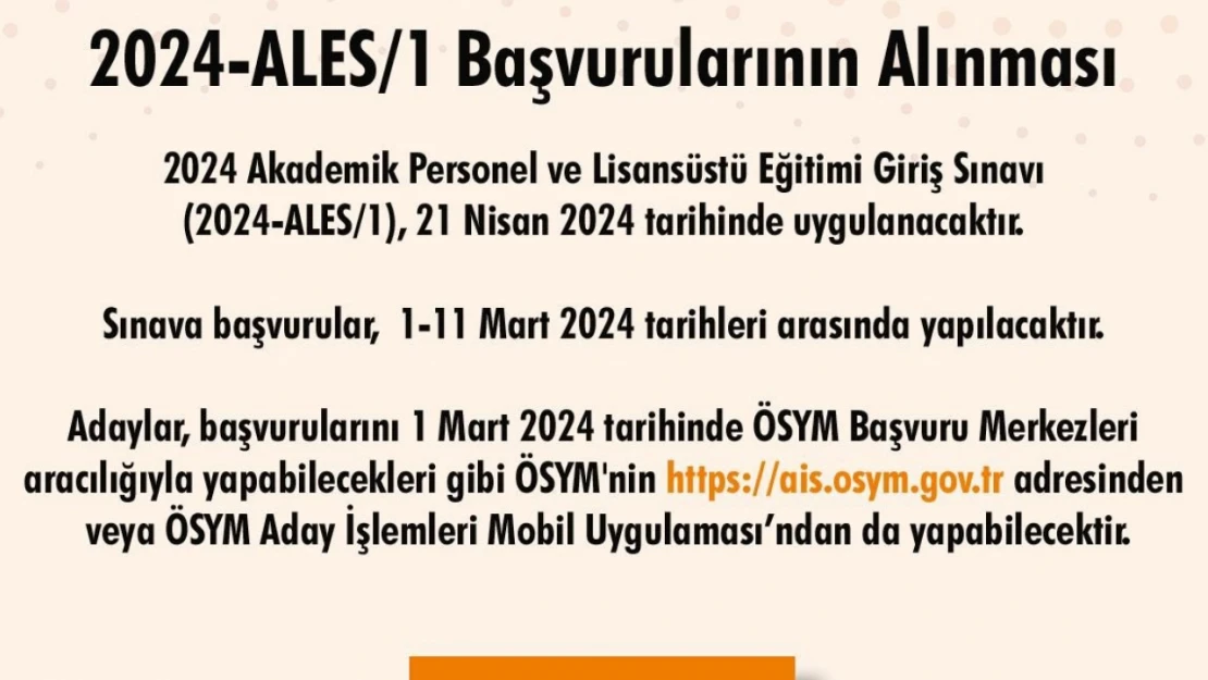 2024-ALES/1 başvuruları başladı