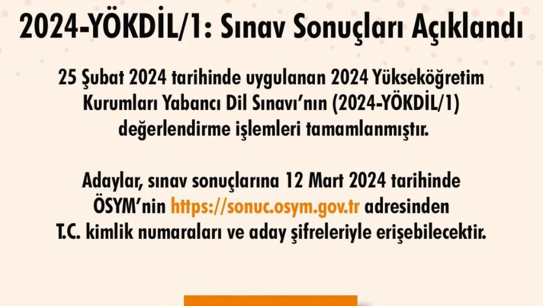 2024-YÖKDİL/1 sınav sonuçları açıklandı