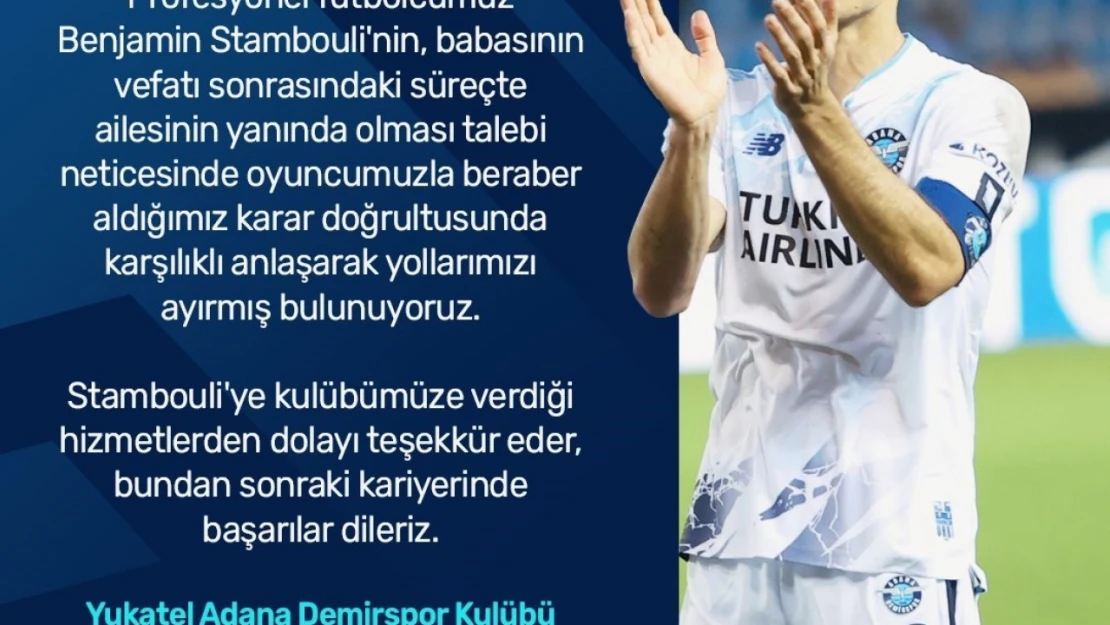 Adana Demirspor'da Benjamin Stambouli ile yollar ayrıldı