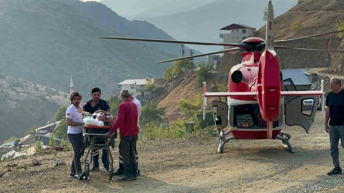 Ambulans helikopter, Çüngüş'te ağaçtan düşen 82 yaşındaki Mevlüt amca için havalandı