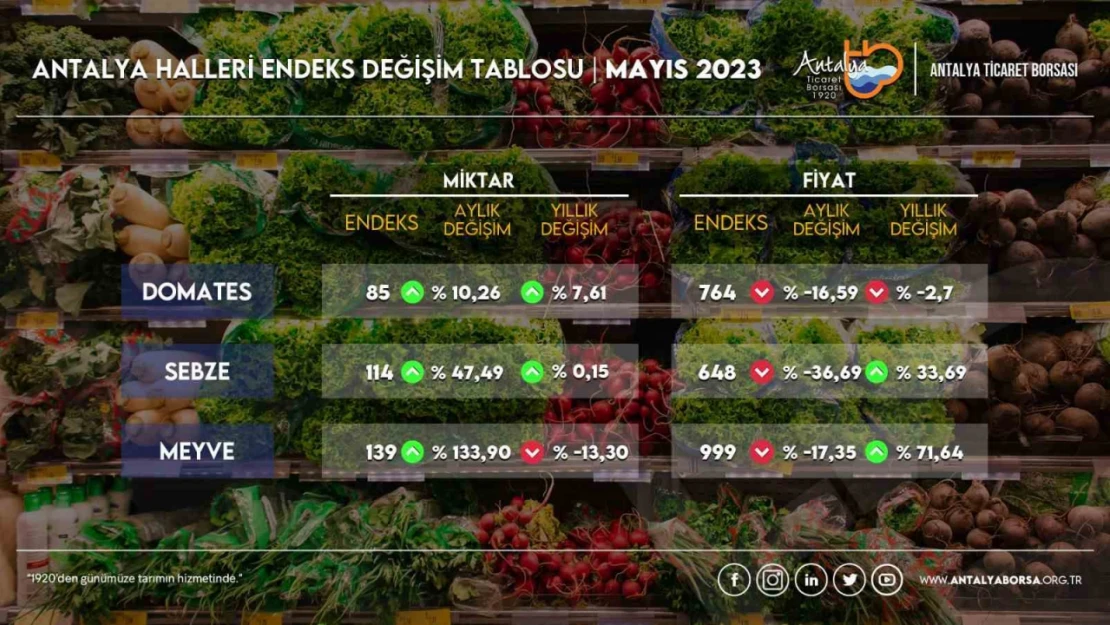 Antalya'da sebze fiyatlarında yüzde 36,69 düşüş