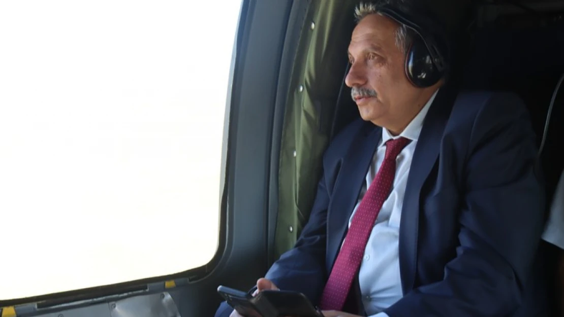Başkan Yalçın Talas'ı helikopterden denetledi
