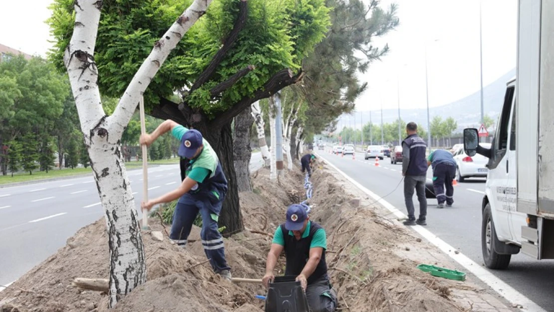 Büyükşehir Büyükşehir'den 200 bin metrekare alana yağmurlama ve damla sulama sistemi