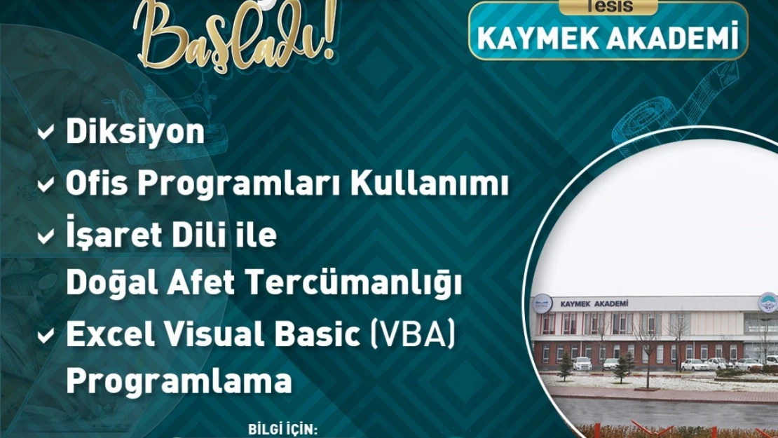 Büyükşehir KAYMEK'in yeni kurslarına kayıtlar başladı