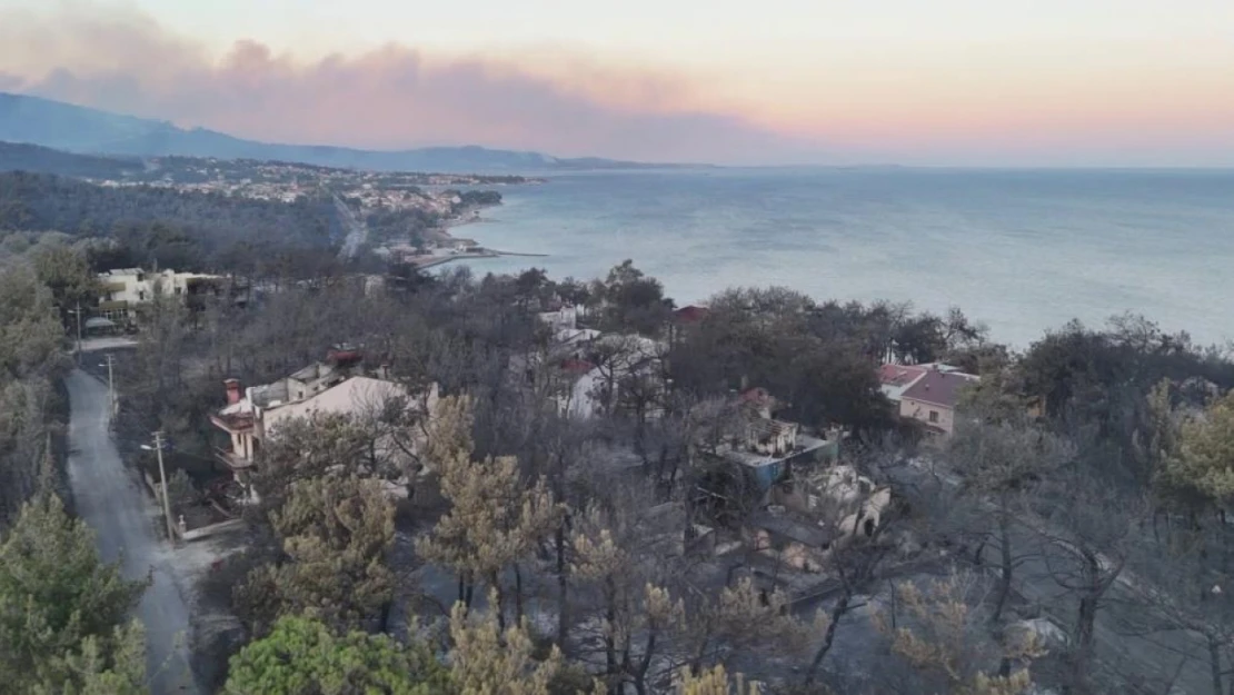 Çanakkale'de Yangın Sonrası Güzelyalı Havadan Görüntülendi