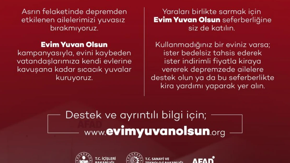 Evim Yuvan Olsun' kampanyasına 3 günde 4 bin 568 başvuru