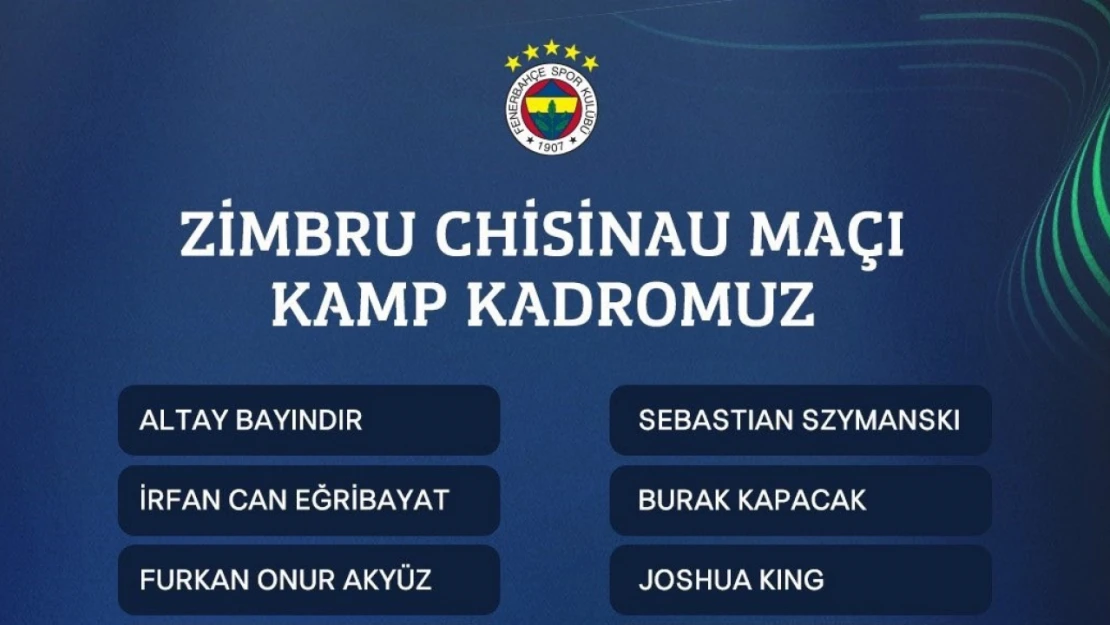 Fenerbahçe'nin Zimbru maçı kamp kadrosu açıklandı