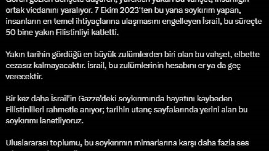 İletişim Başkanı Altun: 'İsrail'in Gazze'deki soykırımını lanetliyoruz'