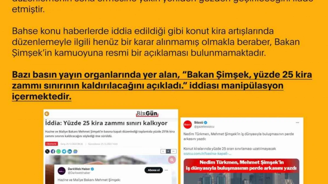 İletişim Başkanlığı, yüzde 25 kira zammı sınırının kaldırılacağı iddiaları yalanladı