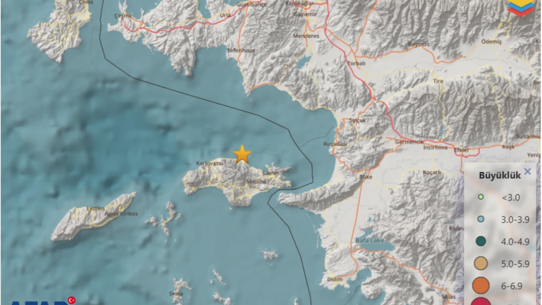 İzmir Seferihisar açıklarında 4,5 büyüklüğünde deprem