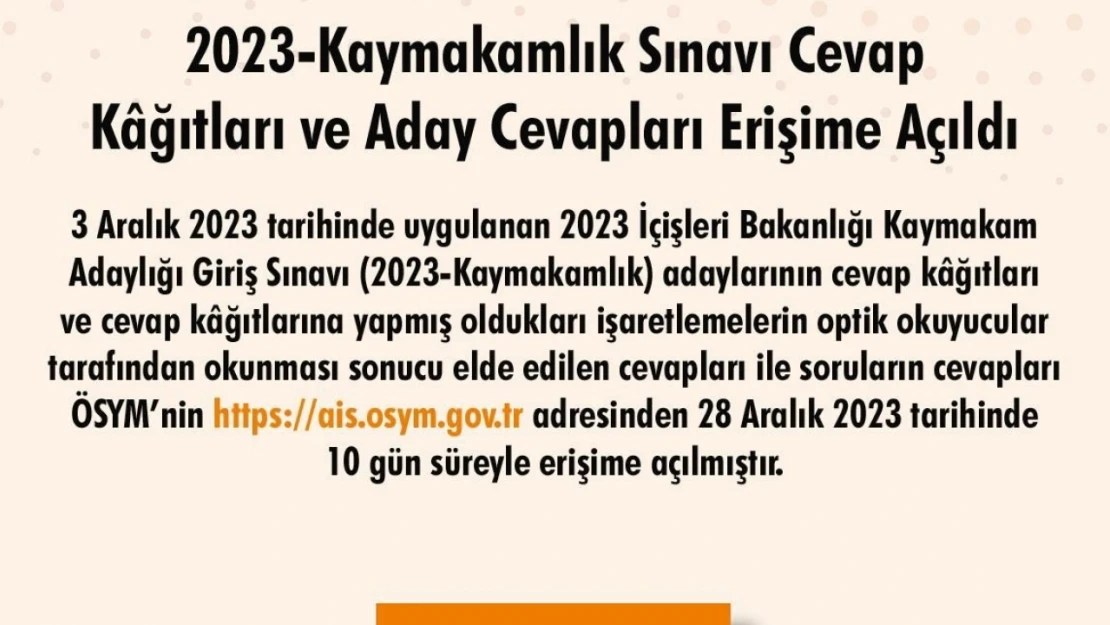 Kaymakamlık sınavı sonuçları açıklandı