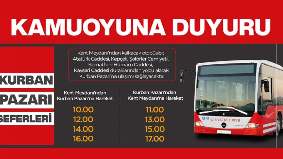 Kurban Pazarına Ücretsiz Otobüs Seferleri Başlıyor...