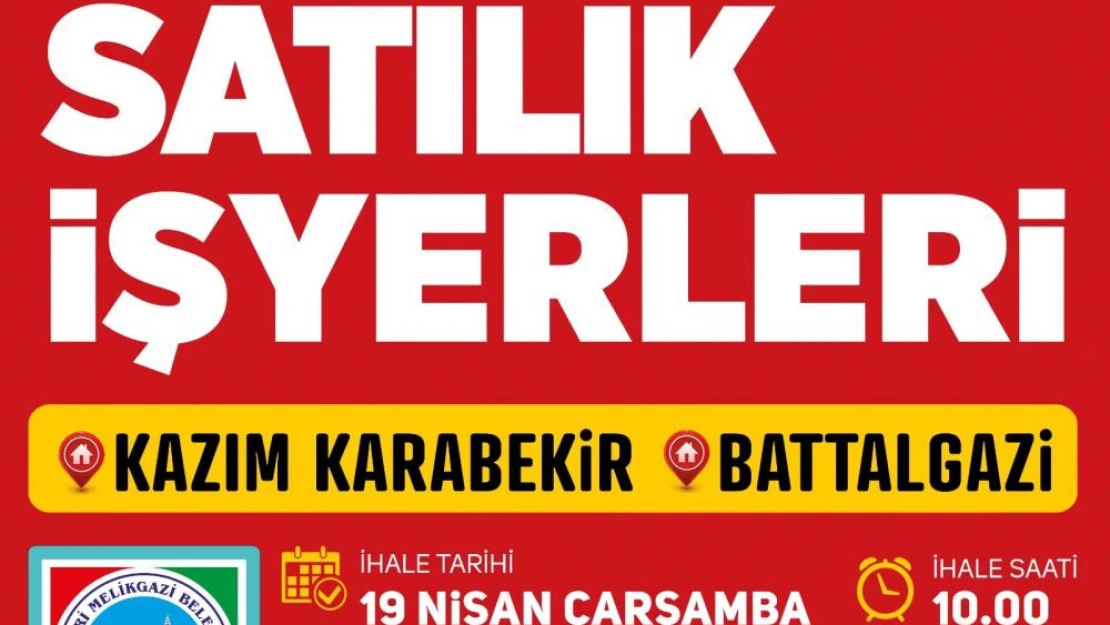 Melikgazi Belediyesi'nden işyeri almak isteyenlere yatırım fırsatı