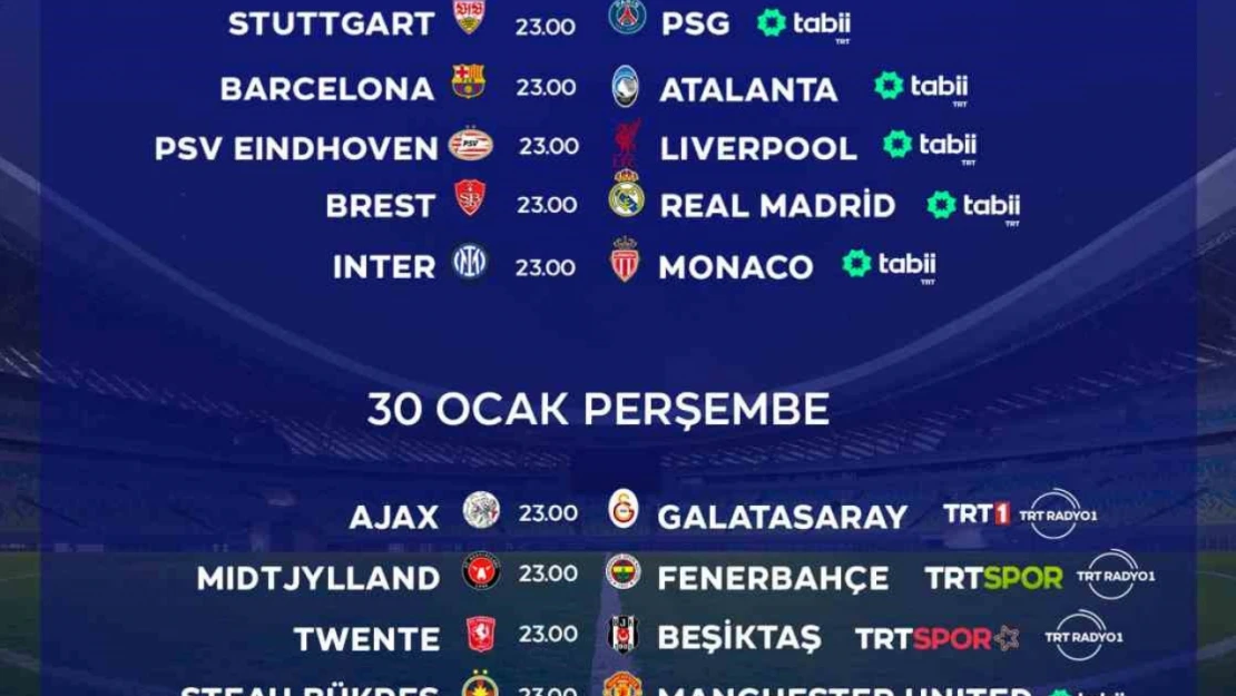 TRT'de 2 günde 16 UEFA maçı canlı yayınlanacak