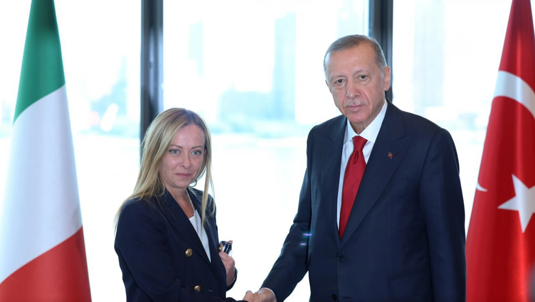 Cumhurbaşkanı Erdoğan, İtalya Başbakanı Georgia Meloni'yi kabul etti.