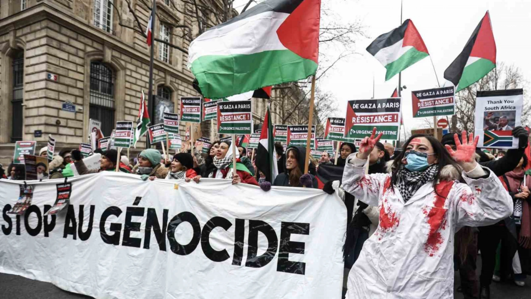 Fransa'da eksi 3 derecede Filistin'e destek gösterisi