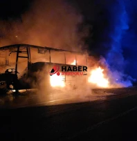 39 yolcusu bulunan otobüs alev alev yandı