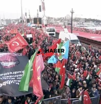 İstanbul'da büyük Gazze yürüyüşü başladı