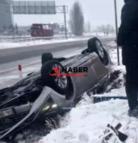 Nevşehir'de kontrolden çıkan otomobil takla attı