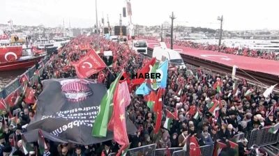 İstanbul'da büyük Gazze yürüyüşü başladı