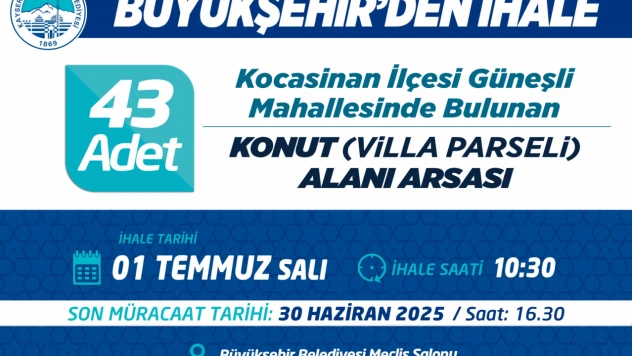 43 Konut Arsası Satışa Sunuluyor