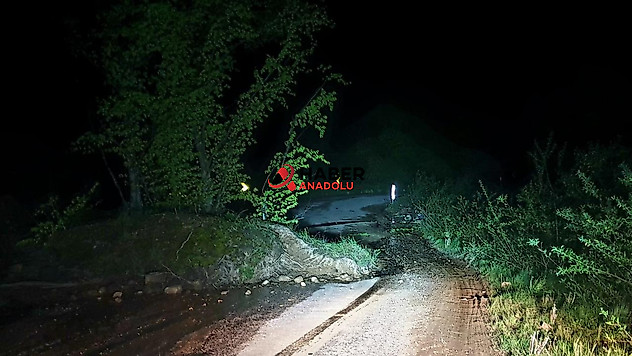 Bursa'da heyelan nedeniyle köy yolu kapandı