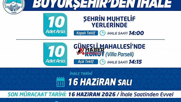 Büyükşehir Belediyesi 20 arsayı ihaleyle satışa çıkarıyor