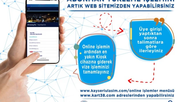 Büyükşehir'den online &quotabonman kart&quot yükleme hizmeti