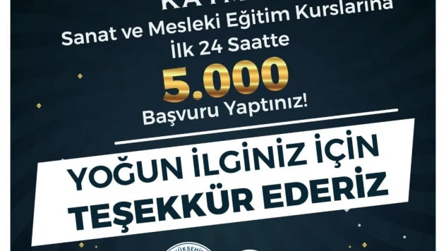 Büyükşehir KAYMEK kurslarına 24 saatte 5 bin başvuru