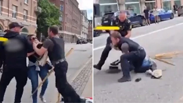 Danimarka'da Kur'an-ı Kerim'in yakılmasını önlemeye çalışan kadına polisten sert müdahale