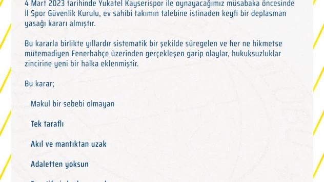 Fenerbahçe: Bu karar Fenerbahçe'ye değil, Türk futboluna yapılmış bir ayıptır