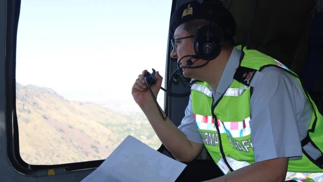 Helikopterli trafik denetimde 539 araç kontrol edildi