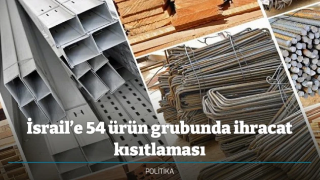 İsrail'e 54 ürün grubunda ihracat kısıtlaması