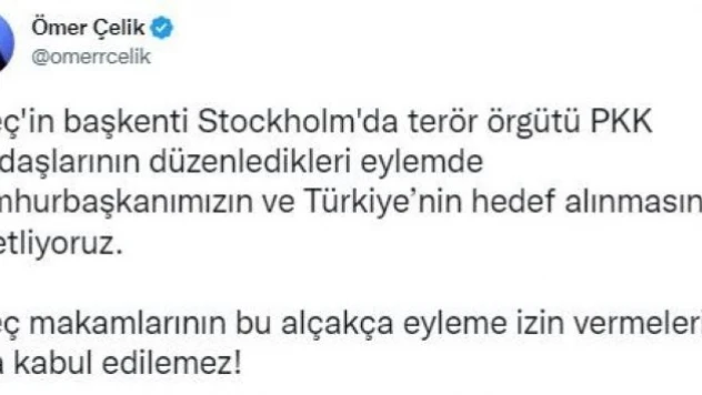 İsveç'te terör örgütü PKK yandaşlarının düzenledikleri eylemde Cumhurbaşkanımızın ve Türkiye'nin hedef alınmasını lanetliyoruz