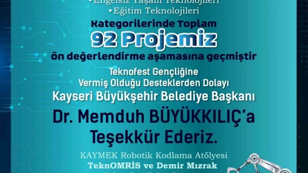 KAYMEK'in Teknofest gençliği 92 proje ile ön değerlendirme aşamasına geçti