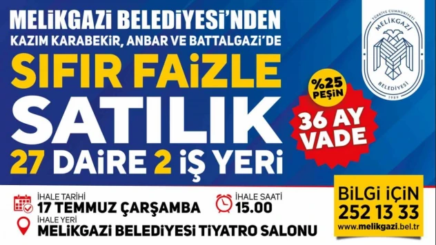 Melikgazi Belediyesi'nden ev veya işyeri sahibi olmak isteyenlere büyük fırsat
