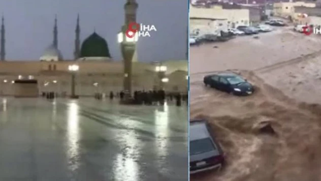 Suudi Arabistan'da bir kişi sel sularına kapıldı