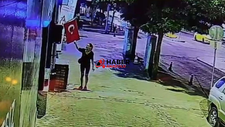 Türk bayrağını ateşe veren şüpheli gözaltında