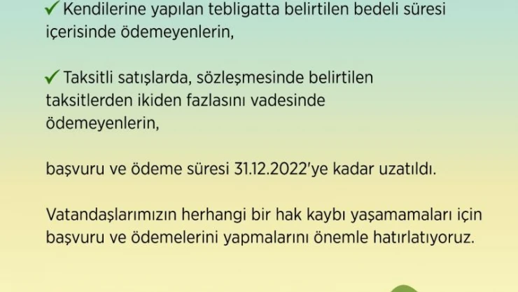 2/B ve Hazine'ye ait tarım arazilerinin hak sahiplerine satışına ilişkin başvurular için son tarih 31 Aralık
