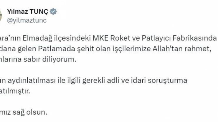 Adalet Bakanı Tunç: