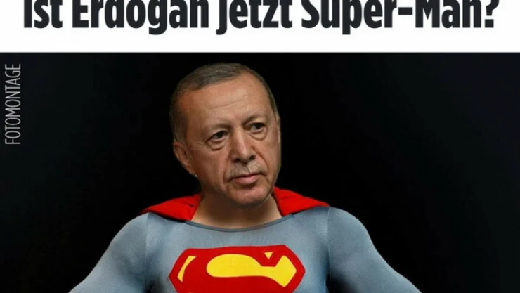 Alman Bild Gazetesi: Cumhurbaşkanı Recep Tayyip Erdoğan'ı 'Süpermen' montajıyla manşete taşıdı.