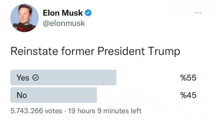 Elon Musk'tan "Trump, Twitter'a dönsün mü?" anketi