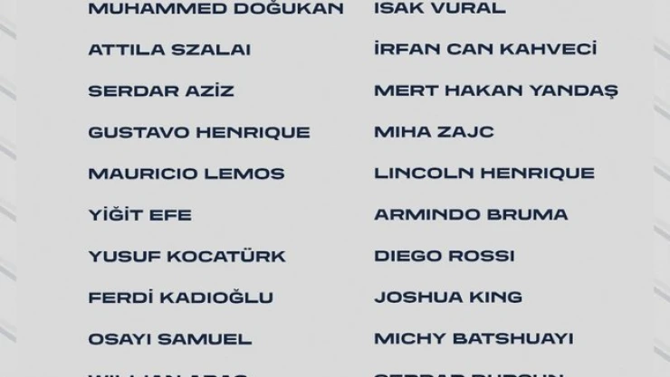 Fenerbahçe'nin Antalya kamp kadrosu belli oldu
