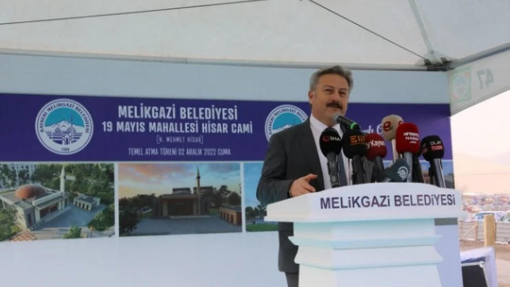 Melikgazi'de hayırsever desteği ile yapılan Hisar Cami'nin temeli atıldı