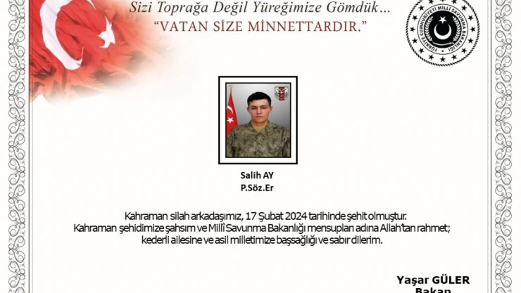 Pençe-Kilit Operasyonu bölgesinde 1 asker şehit oldu