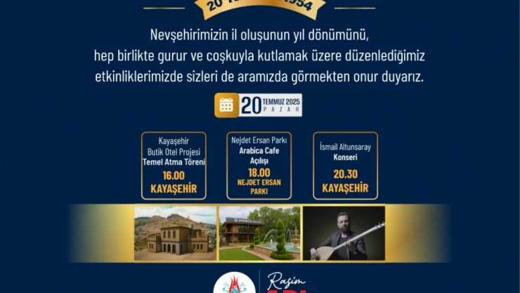 Nevşehir'in 71. Yıl Dönümü Çeşitli Etkinlik ve Açılışlarla Kutlanacak