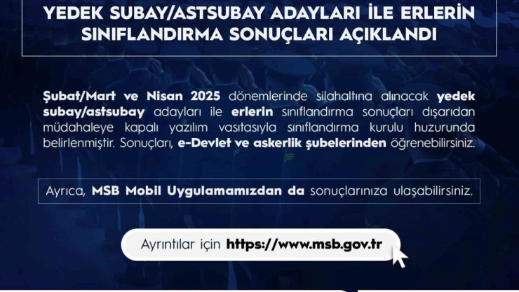 Şubat/Mart ve Nisan 2025 celp döneminde silah altına alınacak askerlerin sonuçları açıklandı