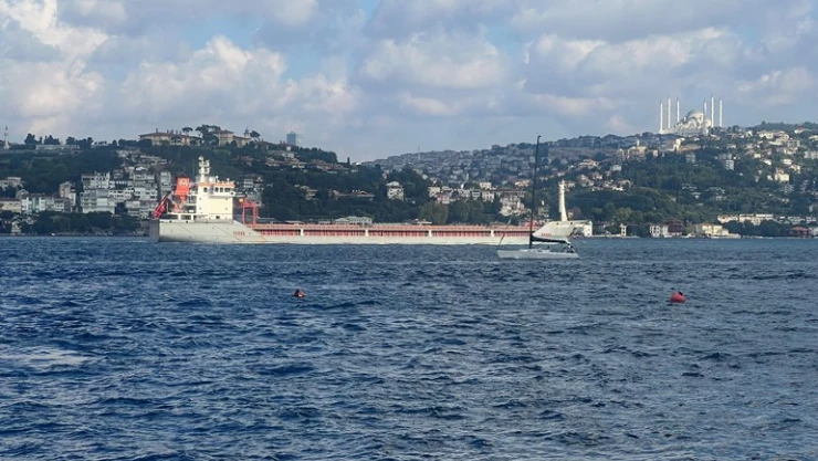 Ukrayna'dan gelen mısır yüklü 'Polarnet' gemisi İstanbul Boğazı'ndan geçti
